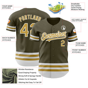 Custom Olive Old Gold-White Line Authentic Salute To Service Baseball Jersey