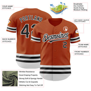 Custom Texas Orange Black-White Line Authentic Baseball Jersey