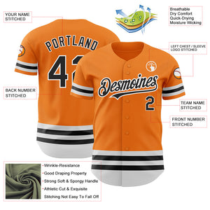 Custom Bay Orange Black-White Line Authentic Baseball Jersey