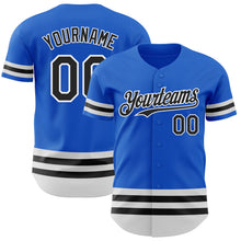 Load image into Gallery viewer, Custom Thunder Blue Black-White Line Authentic Baseball Jersey
