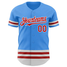 Load image into Gallery viewer, Custom Electric Blue Red-White Line Authentic Baseball Jersey
