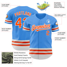 Load image into Gallery viewer, Custom Electric Blue Orange-White Line Authentic Baseball Jersey
