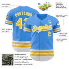 Load image into Gallery viewer, Custom Electric Blue Yellow-White Line Authentic Baseball Jersey
