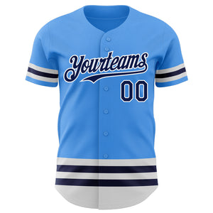 Custom Electric Blue Navy-White Line Authentic Baseball Jersey