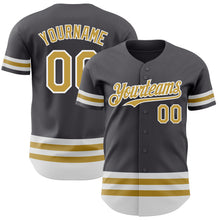 Load image into Gallery viewer, Custom Steel Gray Old Gold-White Line Authentic Baseball Jersey
