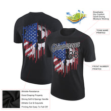 Load image into Gallery viewer, Custom Black White 3D American Flag Patriotic Performance T-Shirt
