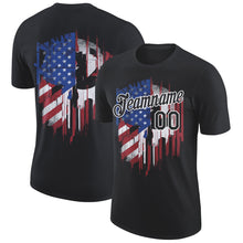 Load image into Gallery viewer, Custom Black White 3D American Flag Patriotic Performance T-Shirt
