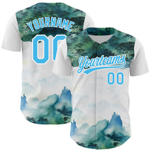 Load image into Gallery viewer, Custom White Sky Blue 3D Pattern Design Mountains Landscape Authentic Baseball Jersey
