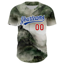 Load image into Gallery viewer, Custom White Red-Royal 3D Pattern Design Mountains Landscape Authentic Baseball Jersey
