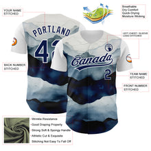 Load image into Gallery viewer, Custom White Navy 3D Pattern Design Watercolor Mountains Authentic Baseball Jersey
