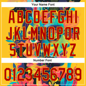 Custom Black Red-Yellow 3D Pattern Design Abstract Painting Authentic Baseball Jersey