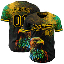 Load image into Gallery viewer, Custom Black Gold 3D Pattern Design Holi Festival Color Powder Authentic Baseball Jersey
