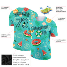 Load image into Gallery viewer, Custom Aqua Black 3D Pattern Design Summer Holiday Fruit Performance T-Shirt
