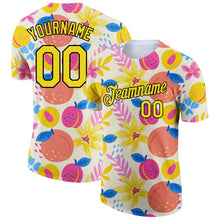 Load image into Gallery viewer, Custom Cream Neon Yellow-Black 3D Pattern Design Summer Holiday Fruit Performance T-Shirt
