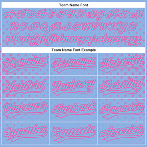 Custom Light Blue Pink 3D Pattern Design Geometric Stars Authentic Baseball Jersey