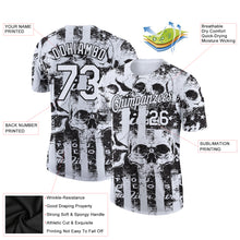 Load image into Gallery viewer, Custom White Black 3D Skull And American Flag Performance T-Shirt
