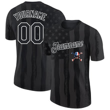 Load image into Gallery viewer, Custom Black White 3D Skull With American Flag Performance T-Shirt
