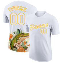 Load image into Gallery viewer, Custom White Gold 3D Pattern Design Crocodile Performance T-Shirt
