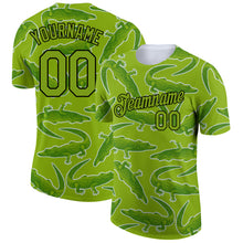 Load image into Gallery viewer, Custom Neon Green Black 3D Pattern Design Crocodile Performance T-Shirt
