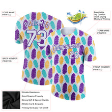 Load image into Gallery viewer, Custom White Purple 3D Pattern Design Feather Performance T-Shirt
