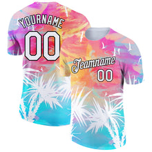 Load image into Gallery viewer, Custom White Black 3D Pattern Design Hawaii Palm Leaves Performance T-Shirt
