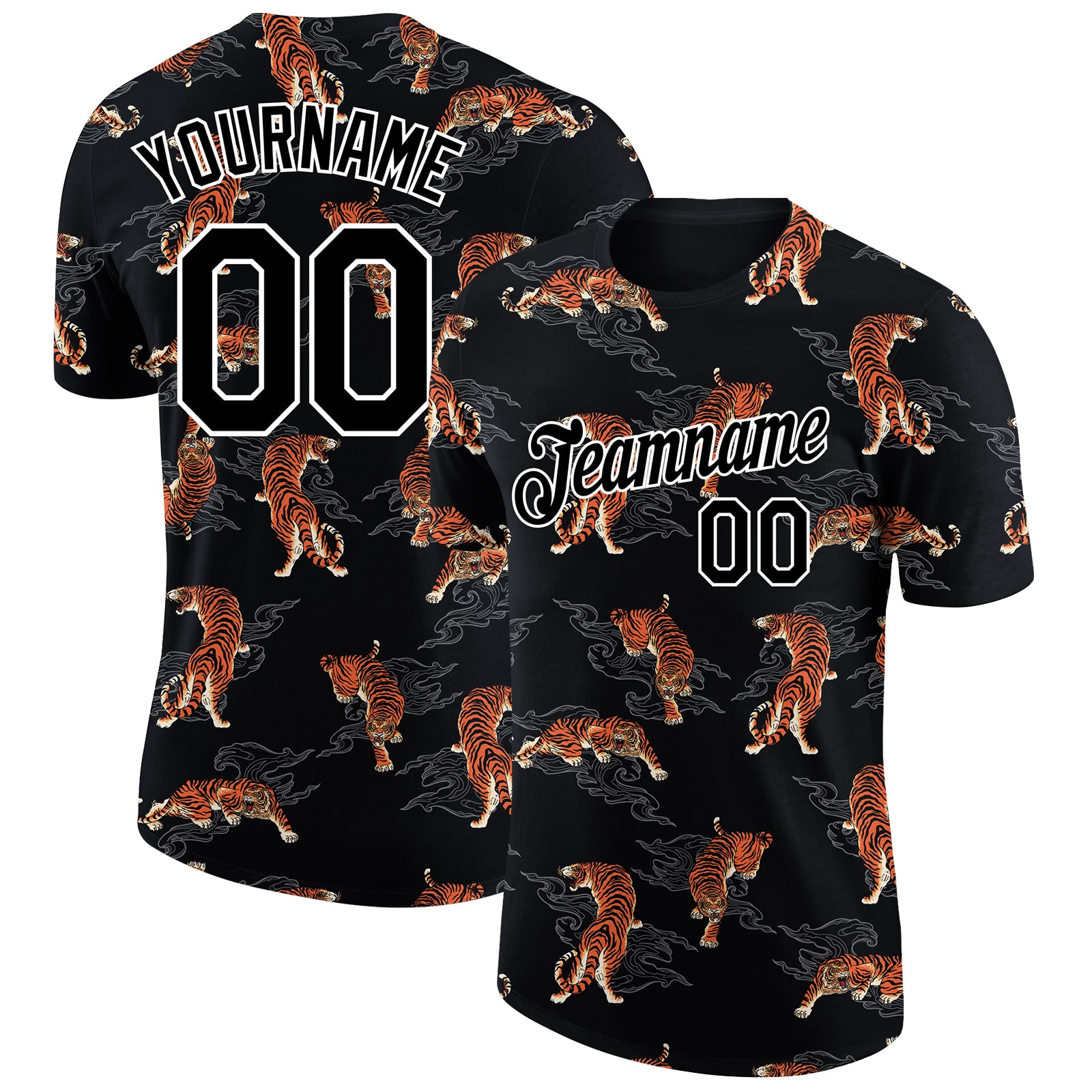Load image into Gallery viewer, Custom Black White 3D Pattern Design Tiger Performance T-Shirt