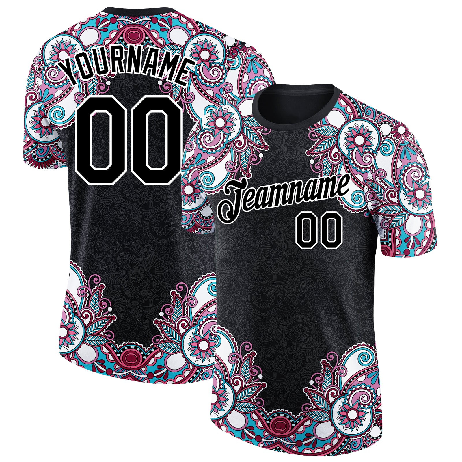 Load image into Gallery viewer, Custom Black White 3D Pattern Floral Design Performance T-Shirt