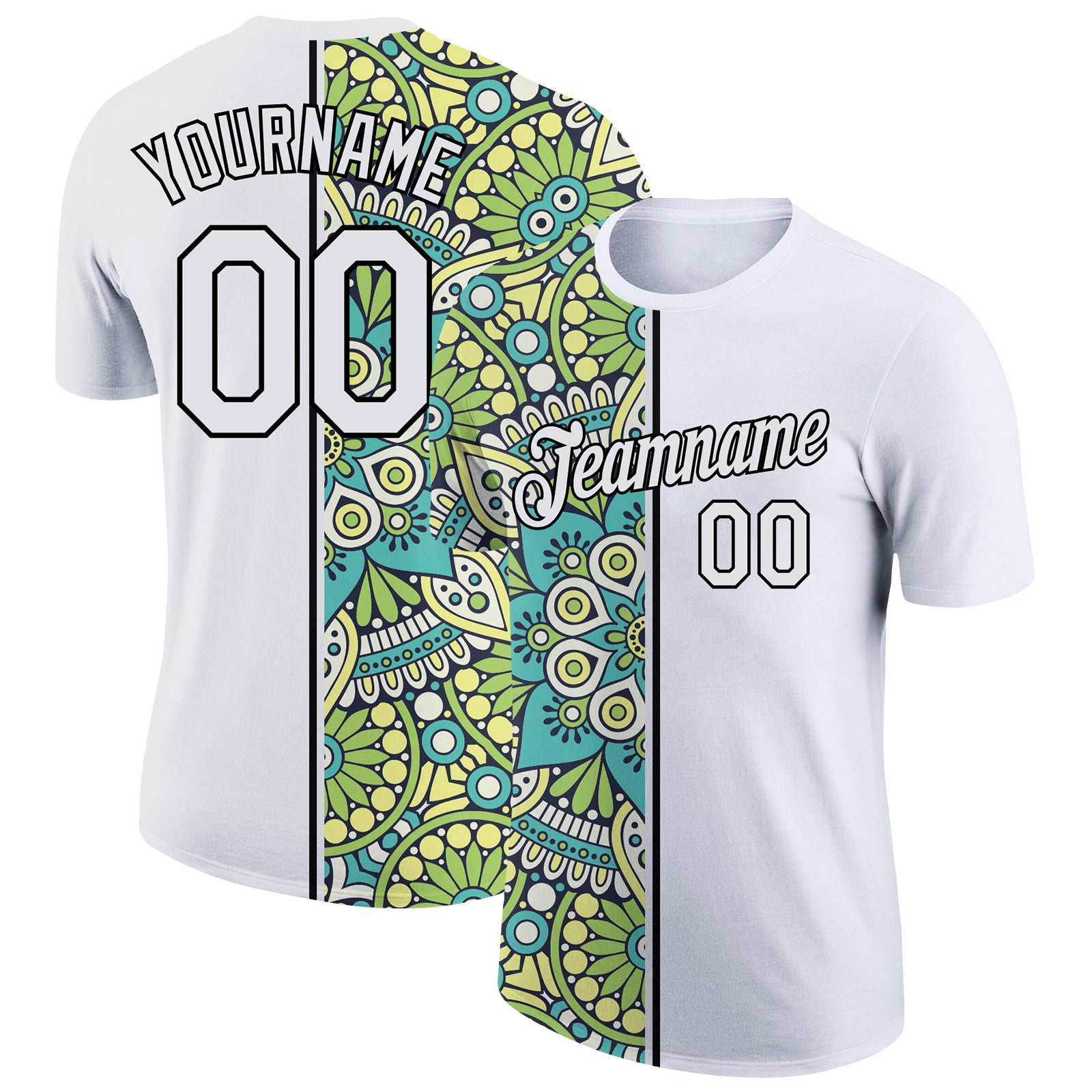 Load image into Gallery viewer, Custom White Black 3D Pattern Floral Design Performance T-Shirt