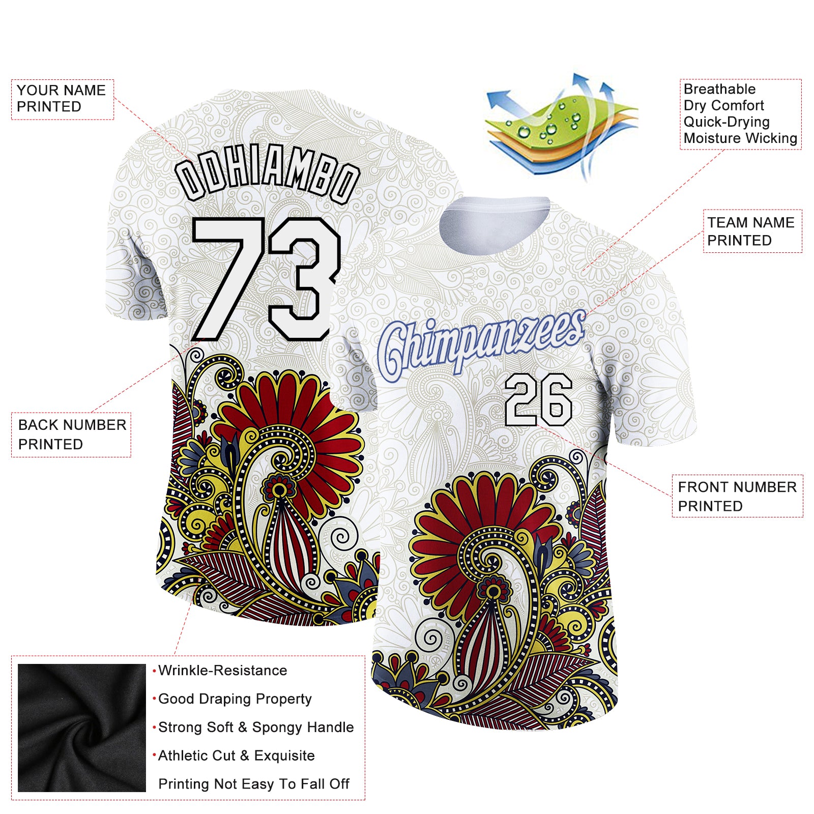 Load image into Gallery viewer, Custom White Black 3D Pattern Floral Design Performance T-Shirt