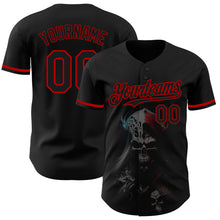 Load image into Gallery viewer, Custom Black Red 3D Skull Fashion Authentic Baseball Jersey
