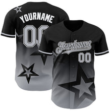 Load image into Gallery viewer, Custom Black Gray-White 3D Pattern Design Gradient Style Twinkle Star Authentic Baseball Jersey
