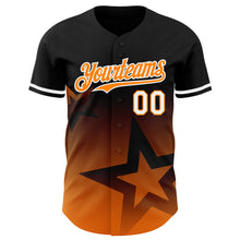 Load image into Gallery viewer, Custom Black Bay Orange-White 3D Pattern Design Gradient Style Twinkle Star Authentic Baseball Jersey
