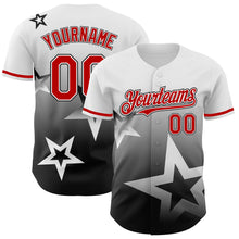 Load image into Gallery viewer, Custom White Red-Black 3D Pattern Design Gradient Style Twinkle Star Authentic Baseball Jersey
