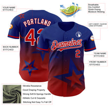 Load image into Gallery viewer, Custom Royal Red-White 3D Pattern Design Gradient Style Twinkle Star Authentic Baseball Jersey
