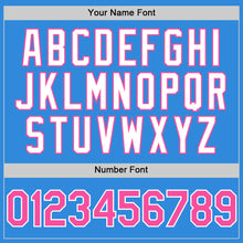 Load image into Gallery viewer, Custom Electric Blue Pink-White 3D Pattern Design Gradient Style Twinkle Star Authentic Baseball Jersey
