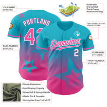 Load image into Gallery viewer, Custom Lakes Blue Pink-White 3D Pattern Design Gradient Style Twinkle Star Authentic Baseball Jersey
