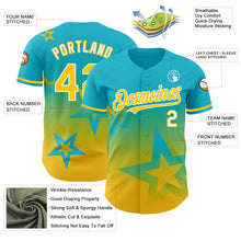 Load image into Gallery viewer, Custom Lakes Blue Yellow-White 3D Pattern Design Gradient Style Twinkle Star Authentic Baseball Jersey
