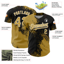 Load image into Gallery viewer, Custom Old Gold Black-White 3D Pattern Design Abstract Brush Stroke Authentic Baseball Jersey
