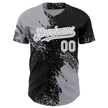 Load image into Gallery viewer, Custom Gray Black-White 3D Pattern Design Abstract Brush Stroke Authentic Baseball Jersey
