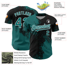 Load image into Gallery viewer, Custom Teal Black-White 3D Pattern Design Abstract Brush Stroke Authentic Baseball Jersey
