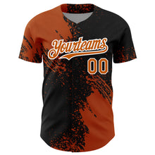 Load image into Gallery viewer, Custom Texas Orange Black-White 3D Pattern Design Abstract Brush Stroke Authentic Baseball Jersey
