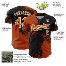 Load image into Gallery viewer, Custom Texas Orange Black-White 3D Pattern Design Abstract Brush Stroke Authentic Baseball Jersey
