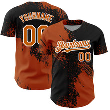 Load image into Gallery viewer, Custom Texas Orange Black-White 3D Pattern Design Abstract Brush Stroke Authentic Baseball Jersey
