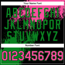 Load image into Gallery viewer, Custom Pink Black-Grass Green 3D Pattern Design Abstract Brush Stroke Authentic Baseball Jersey
