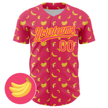 Load image into Gallery viewer, Custom Neon Pink Yellow 3D Pattern Design Fruit Banana Authentic Baseball Jersey
