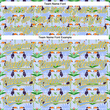 Load image into Gallery viewer, Custom Light Blue Yellow 3D Pattern Design Animal Toucan And Tropical Hawaii Palm Leaves Authentic Baseball Jersey
