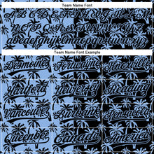 Load image into Gallery viewer, Custom Light Blue Black 3D Pattern Design Tropical Hawaii Palm Trees Authentic Baseball Jersey
