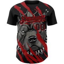 Load image into Gallery viewer, Custom Black Red 3D Pattern Design Animal Pitbull Dog Authentic Baseball Jersey
