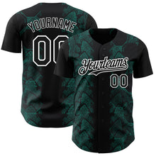 Load image into Gallery viewer, Custom Black Midnight Green-White 3D Pattern Design Animal Snake Authentic Baseball Jersey
