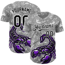 Load image into Gallery viewer, Custom Gray Black-White 3D Pattern Design Animal Scorpion Authentic Baseball Jersey
